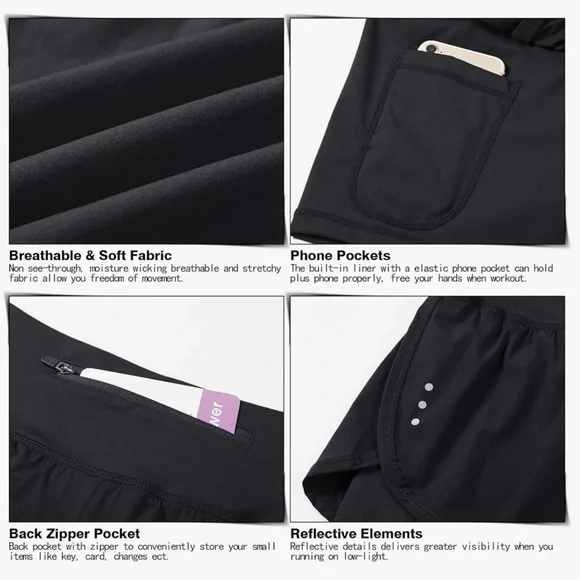NWT Soothfeel 2 in 1 High Waisted Spandex Shorts - Gym Workout Running - Small - Picture 4 of 13